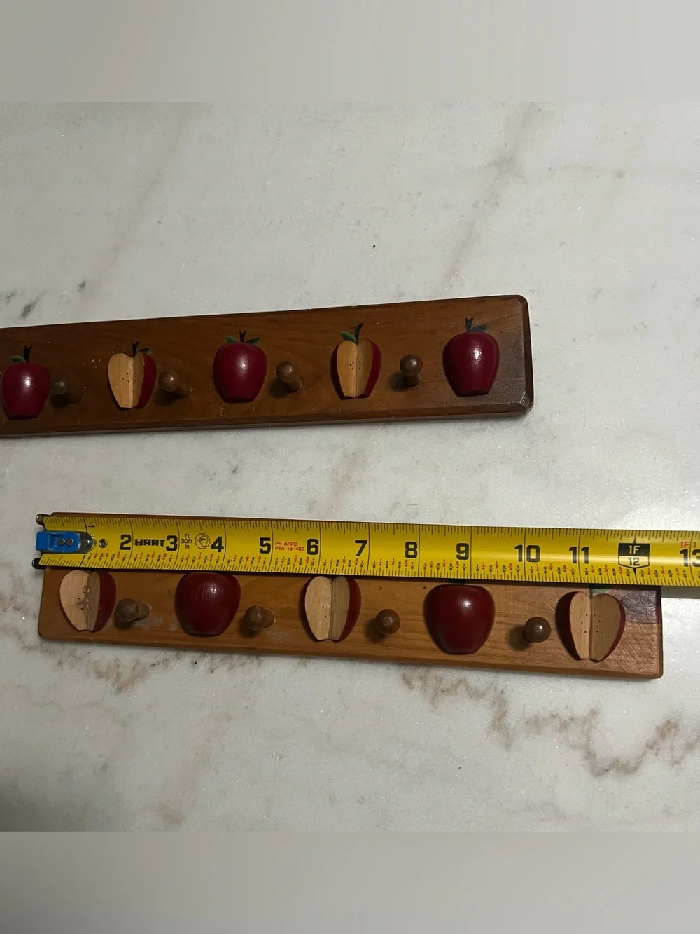 Wooden Apple Wall Hooks - Red and Natural
